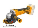 Esmeril angular inalambrico industrial 4 1/2" 20v/115mm INGCO SIN BATERIA Y CARGADOR