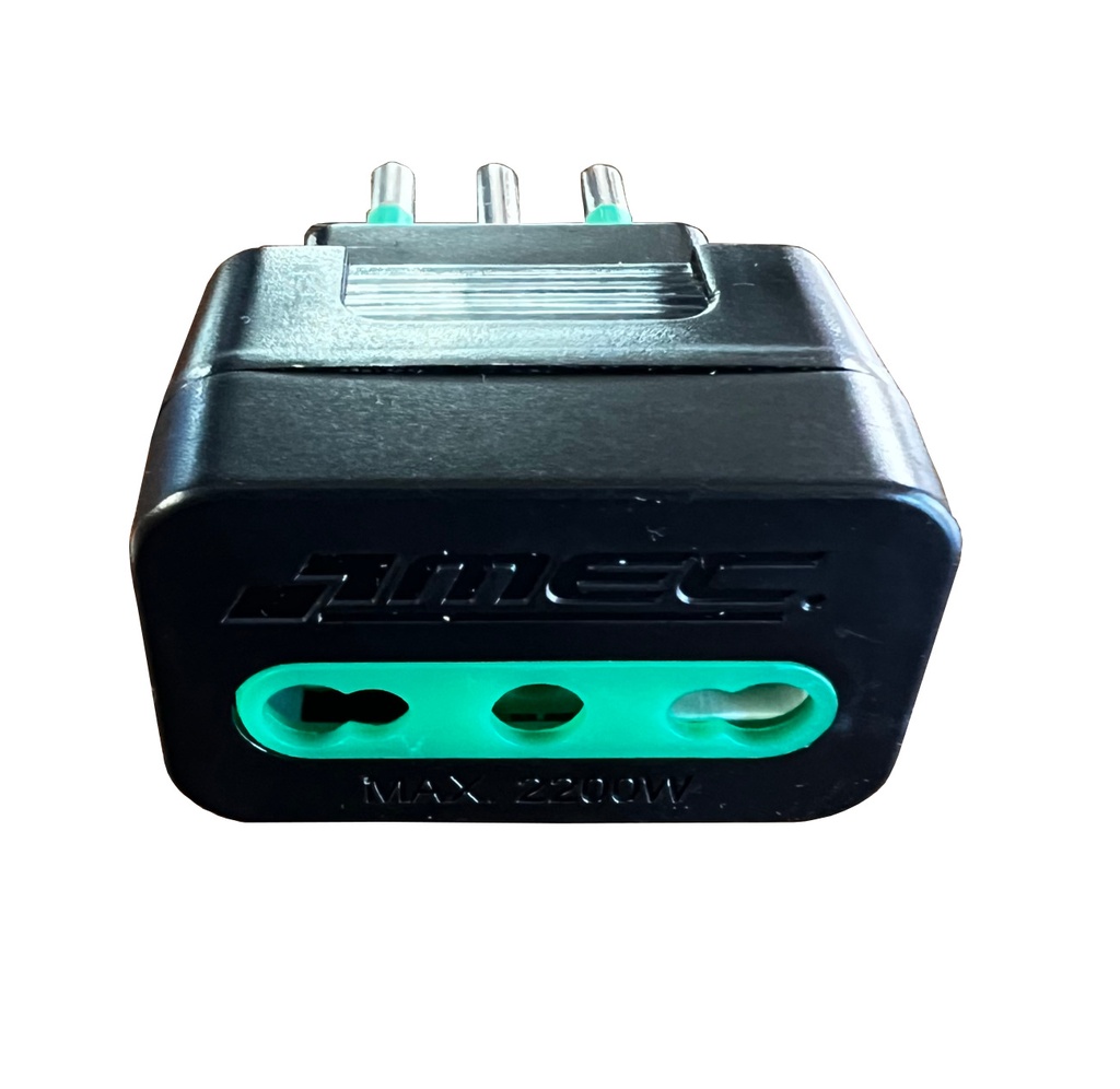 Adaptador 16A a 10A NEGRO con Protector Contra Sobrecarga - MEC