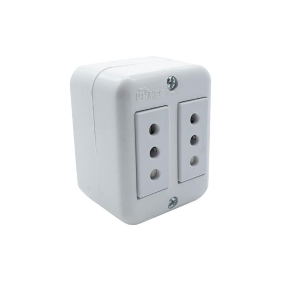 Tomacorriente doble sobrepuesto 2P+T 250V 10A - MEC