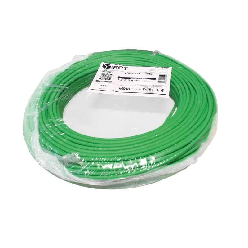 CABLE EVA 1.5mm H07Z1-K ROLLO VERDE 50 MTS
