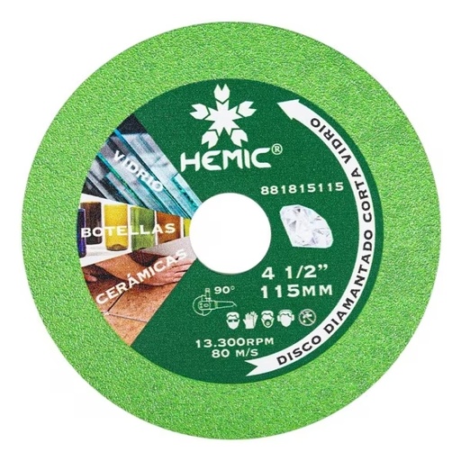 [DICO0351] Disco diamantado para corte de vidrio 4 1/2" - HEMIC