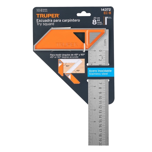 [BABA9674] Escuadra carpintera 8" mango 100% aluminio - TRUPER