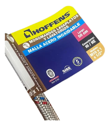 Flexible monomando Hi-He M10x1/2" 35cm malla acero inox. - HOFFENS