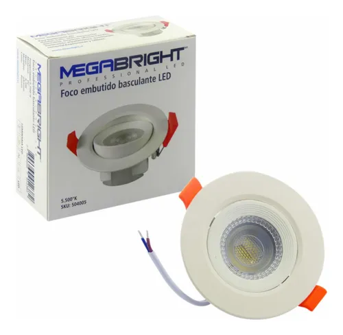 [TOMA3687] Foco Embutido Basculante 6.5W 5500K 90x42mm Led luz fría - MEGABRIGHT