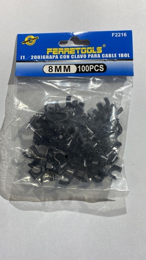 Grapa con clavo para cable 10mm NEGRO 100PCS - FERRETOOLS
