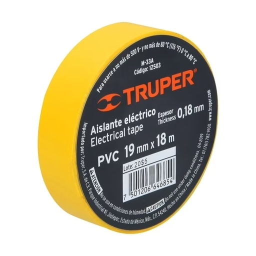 [NIDE3331] Huincha aisladora 18mmx18mts AMARILLO - TRUPER