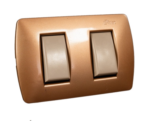 [BRMA9762] Interruptor doble 9/15 250V 16A beige placa DORADO - MEC