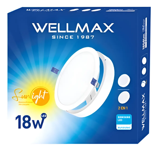 [TULE2374] Led 2 en 1 sobrepuesto CÁLIDO 18w 3000K redondo - WELLMAX