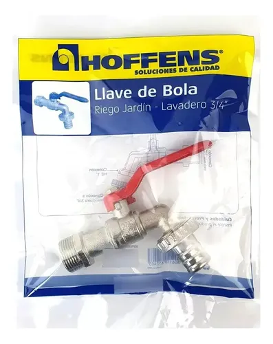 Llave jardín bola 3/4" manilla roja ZAMAK - HOFFENS