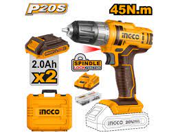 [TAAT2056] Taladro atornillador industrial+ 2BAT 2AH Y CARG RAPIDO 20V/13mm INGCO I15