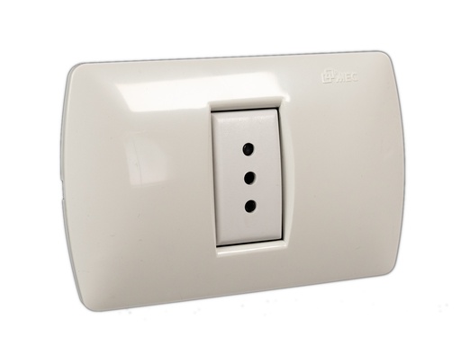 Tomacorriente sencillo 2P+T 250V 10A BLANCO - MEC