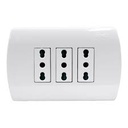 [TOTR2252] Tomacorriente triple embutida bipaso 2P T 10/16A 250V 10A Aris Mec