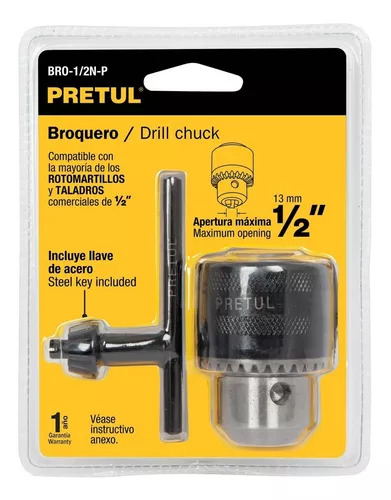 mandril 1/2" con llave 13mm PRETUL