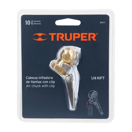 [CALI6457] Cabeza infladora de neumatico con clip 1/4" NPT - TRUPER